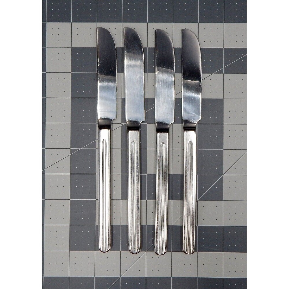 Retroneu INFINITE Stainless Dinner Knives Serrated 18/8 Korea Glossy Flatware 4P